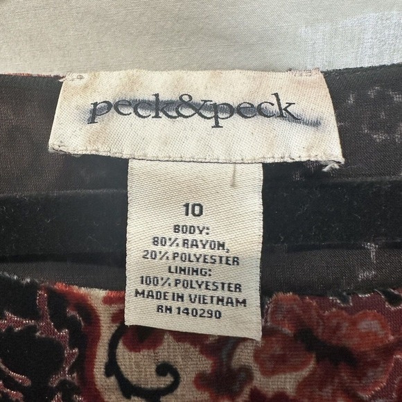 Peck &‎ Peck Velvet Shirt Size 10 Artsy Paisley Blouse Goth Dark Academia Witchy - Picture 6 of 8
